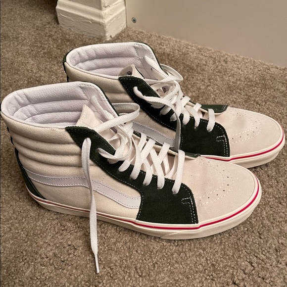 Vans High Tops Green and Cream Suede Sneakers Old Skools - Picture 7 of 11